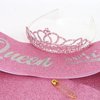 CIEHER Pink Birthday Crown and Birthday Sash Set, Birthday Queen Crown for Women Girls Birthday Sashes Birthday Tiara Birthday Decorations