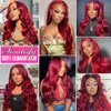 SOSATISFY Body Wave 99J Burgundy Lace Front Wigs Human Hair 200% Density 13x4 Glueless HD Transparent Wine Red Wigs for Women Human Hair Pre Plucked with Baby Hair (26 inch)