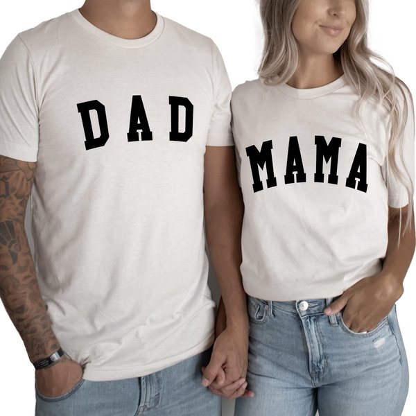 Mom and Dad Shirts Women Mama Letter Printed T-Shirt Mama Graphic Tee Casual Short Sleeve Tops Tee