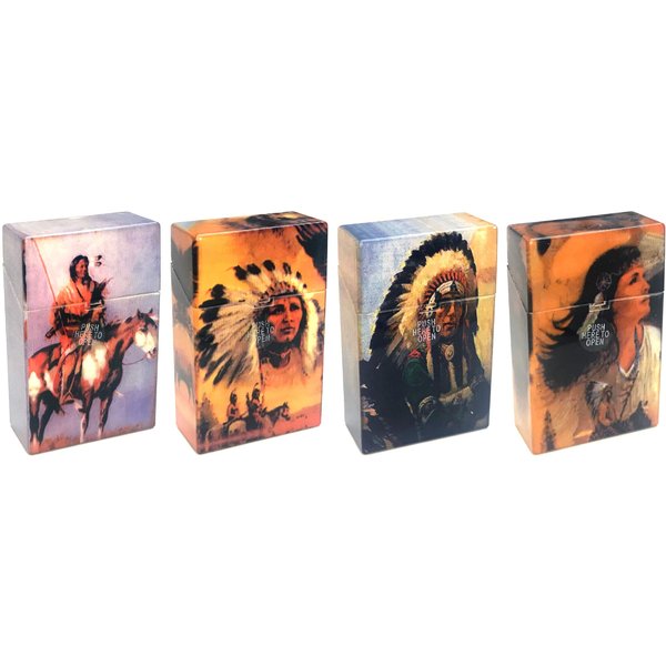 HHB Eclipse Assorted Native American Indian Designs Crushproof Plastic Cigarette Case, Kings, 3116IN-1 (2)