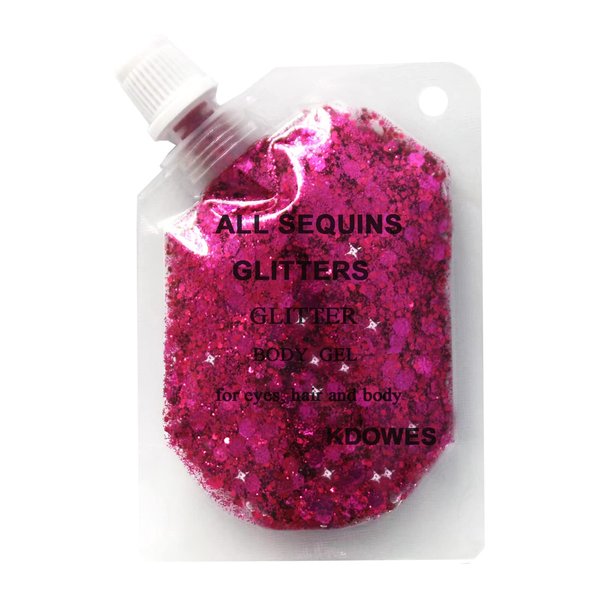 Body Glitter Gel 16 Color Sequins Glitter Gel Easy to Apply&Clean, Festival Glitter Christmas Makeup for Women Long Lasting Sparkling Suitable for Body, Face, Hair, Eyes Light Purple(Chunky Glitter)