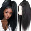 Kinky Straight Wig 4x4 Closure Wigs Yaki Straight Wig Lace Closure Wig Brazilian Human Hair Wigs For Black Women 180% Density Wig Natural Hairline Glueless (12 Inch,Kinky Straight Wig)