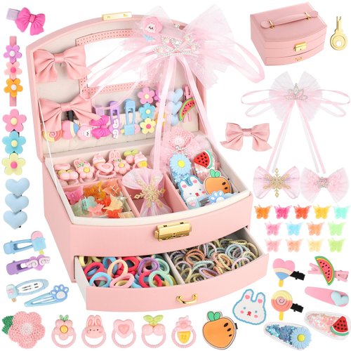 255 PCS Hair Accessories for Girls, Back to School Hair Accessories Gift Hair Stuff Including Hair Clips/Hair Barrettes/Hair Ties/Hair Bows for Baby Girls Age 4-8