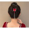 2PCS Butterfly Flower Ponytail Hair Accessories Hair Claws Clip Tassels French Style Hair Barrette Non Slip Jaw Banana for Women 041-2PCS#05