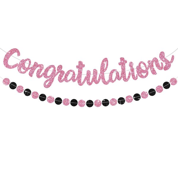 BEISHIDA Pink Congratulations Banner(NO-DIY),2024 Graduation Banners, Grad Congrats Class of 2024 Party Supplies,Garland for Congratulation Graduation,Wedding,Retirement Party Decor