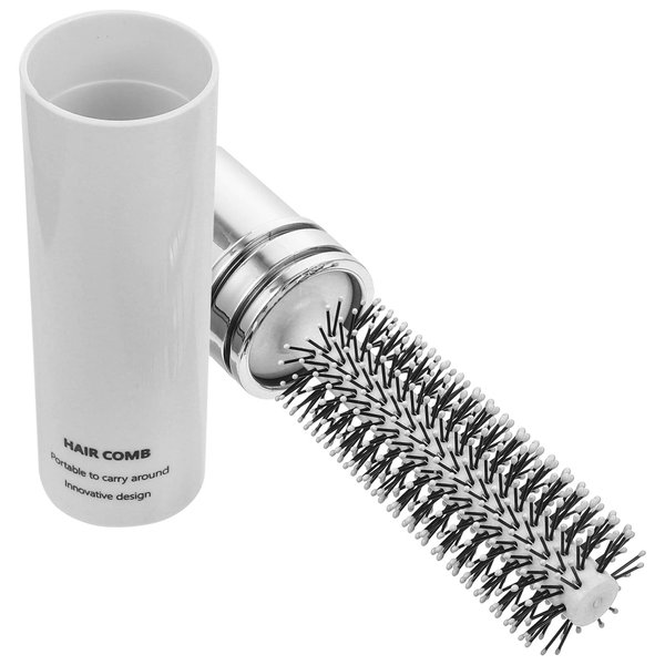 Curl Training Hair Brush Retractable, Bristle Round Hairbrush Roller Round Brush Blow Drying Brush Detangling Hairbrush White Mini Hair Styling Brush