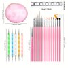 Nail Art Tools 22-piece Set, Resin Nail Art Palette, 2-way Acrylic Silicone Engraving Pen Dotting Pen Tools Nail Art Kit for Nail Art DIY Home Salon Makeup Display Board