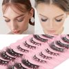 Uranian False Eyelashes with Glitter Natural Look Faux Mink Lashes Fluffy Wispy Fake Eyelashes Thick Lash Clusters Eye Lash Extension Luxury Rhinestone False Eye Lashes for Women (10 Pairs)