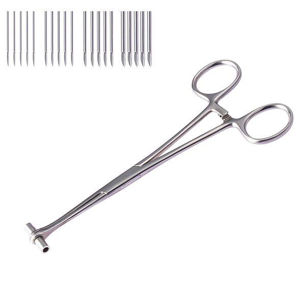 TcJ-Chen Septum Forceps Clamp Pliers Tool with 14G 16G 18G 20G Needles for Belly Nose Ear Tongue Lip Body Piercing