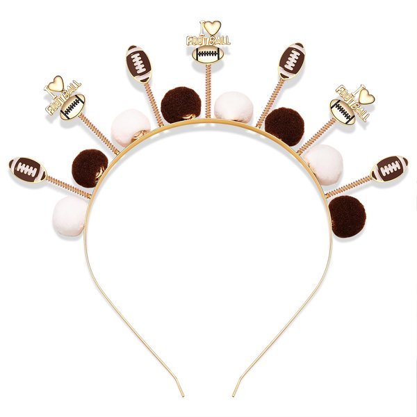 boderier Football Headbands for Women Pompom Football Head Bopper Headband Sports Tiara Hairband Game Day Hair Accessories Fan Gifts (Football Pompom)