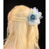 Rannyrena Acrylic Claw Hair Clip with Flower Elegant Handmade Floral Hair Piece Faux Rose Flower Hair Accessory for Wedding Festival Everyday (Blue)