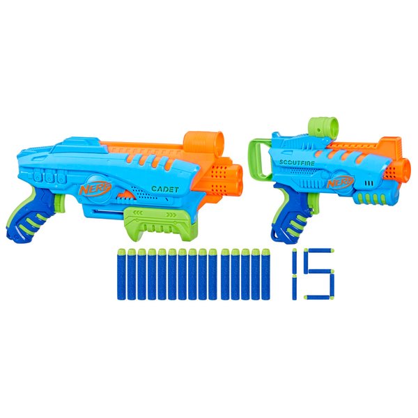 NERF Elite Junior Ultimate Starter Set, 2 Easy Play Blasters, 15 Darts for Kids Outdoor Games, Ages 6 & Up
