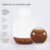 Essential Oil Diffuser Lamp, White Ceramic + Brown Wood, Ultrasonic 180ml Whispersoft, 4 Timers | 5 Light Settings, Auto Shut Off, Home + Office, Humidifier Air Purifier Aromatherapy