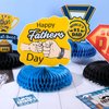 Whaline 9Pcs Happy Father's Day Honeycomb Centerpieces DAD Medal Trophy Suit Bow Tie Pattern Table Toppers Black Blue Honeycomb Table Decorations for Father's Day Grandfather Birthday Party Supplies