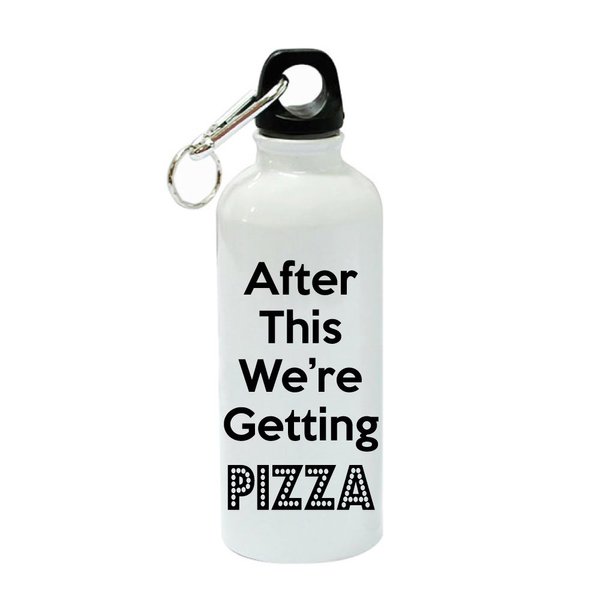 After This We're Getting Pizza White Aluminum Sports 20 oz Water Bottle