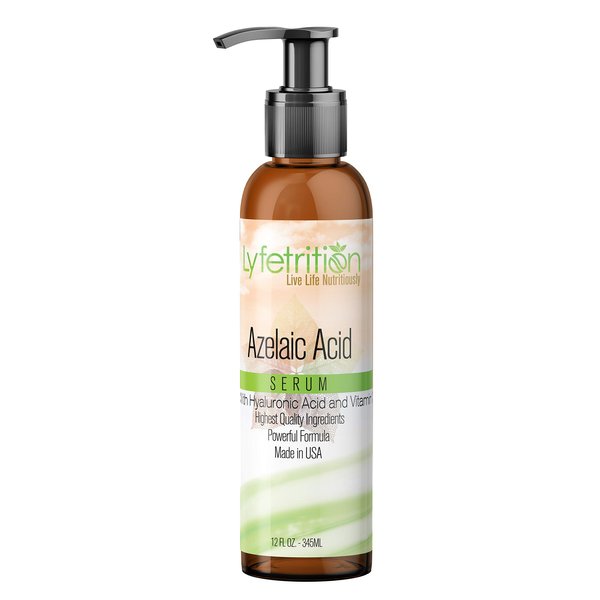 Lyfetrition Azelaic Acid Serum with Hyaluronic Acid | Natural Face Serum with Vitamin C & Aloe Vera (12 Fl Oz), Clear, (Lyfe9080)