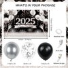 AIBIIN 79pcs 2025 Happy New Year Decorations Kit New Years Eve Party Supplies Black and Silver 2025 New Year Backdrop Banner Party Decorations for Happy New Year Party Decoration
