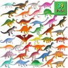 FINGOOO 39 Piece Mini Dinosaur Figures, Assorted Vinyl Plastic Dinosaur Toys for Easter Gifts Dino Party Cake Toppers