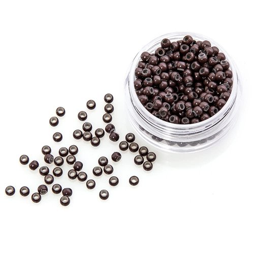 500 PCS Hair Extension Beads Micro Link Silicone Beads for I Tip Human Hair Extensions 3.0x1.8x2.2 mm(Brown)
