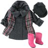 Sophia's 4 Piece Winter Pea Coat, Scarf, Hat and Boots Set for 18'' Dolls, Gray/Pink
