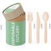 (150 Pcs) Special Edition Compostable Cutlery Set - Disposable Wooden Cutlery Set - Alternative to Plastic, Eco Friendly, Biodegradable, 50 Each Wooden Spoons, Knives, Forks Disposable Utensils Set