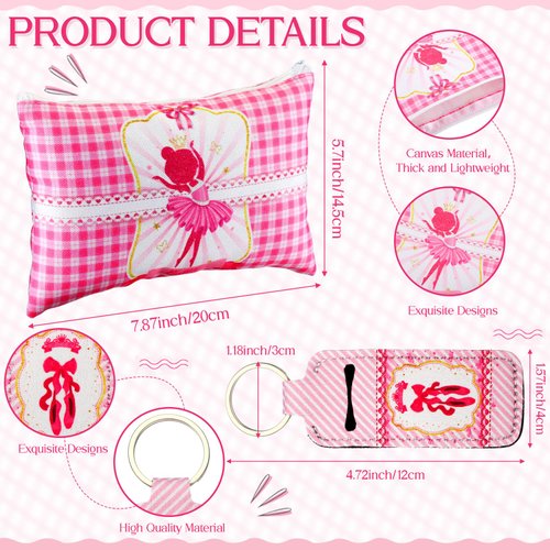 Clysee 60 Pcs Ballerina Party Favors Include Dance Makeup Bag Dance Charm Bracelets Hair Ties Ballet Keychains Elastic Scrunchies Dance Party Supplies Dance Team Gifts for Dancers Girls Teachers