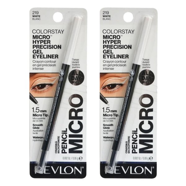 Revlon Colorstay Micro Hyper Precision Gel Eyeliner, 219 White Blanc, All Day Wear, 1.5mm Tip - Pack of 2