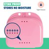 Mrs. Odonto Orthodontic 32 Pcs Retainer Case - Mouth Guard Case Holder with Vent Holes - Cute Denture case with Tight Snap Lock-Durable Retainer Container case for Travel, Household & Office