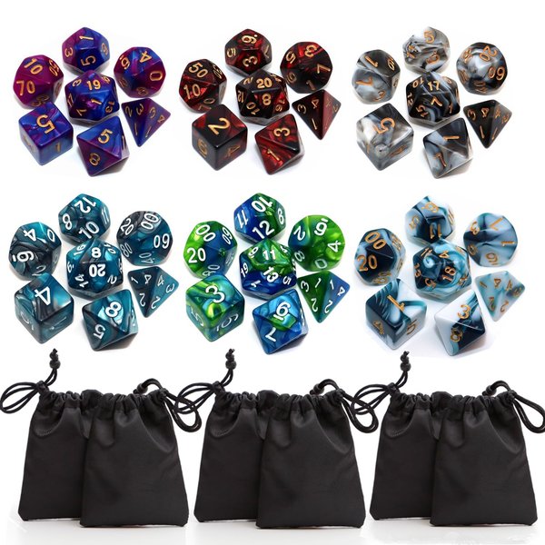 Polyhedral DND Dice Set (6 Colors with Red Black)