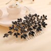 Teyglen Black Rhinestone Wedding Hair Comb Bridal Black Crystal Hair Comb Wedding Hair Accessories for Bride Black Rhinestone Headpiece Hair Piece for Women Girls(Black)