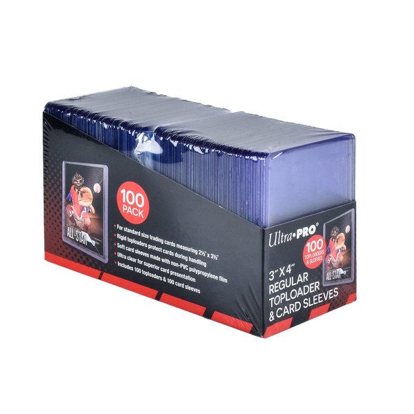 Ultra PRO 3" x 4" Clear Regular TopLoaders For Cards With Card Sleeves Bundle Standard Size 100ct Trading Baseball Toploader Card Sleeve Protectors