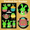 Luminous Easter Temporary Tattoos, Konsait Glow in the Dark Tattoos for Kids Rabbit Tattoos Easter Eggs Chicks Baskets Luminous Fake Tattoo Stickers Year of Rabbit Birthday Party Favors 10 Sheets