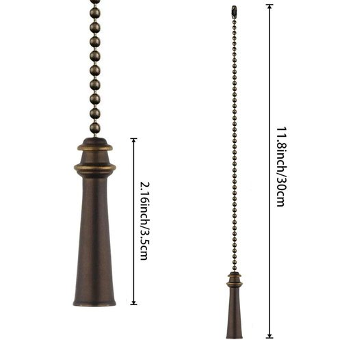 Ceiling Fan Pull Chain Decorative Extension 12 Inches Bronze Beach Tower Fan Pulls Set Ornaments Nautical Tower Pull Chain Copper For Ceiling Light Lamp Fan Chain 2 Pcs