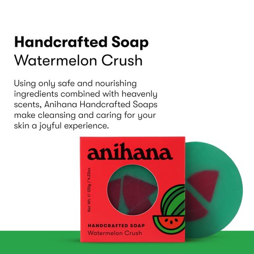 ANIHANA Handcrafted Soap 3 Pack with Coconut Oil, Gentle Cleansing Paraben Free Cruelty Free Refreshing Watermelon Crush Scent 4.23 oz each