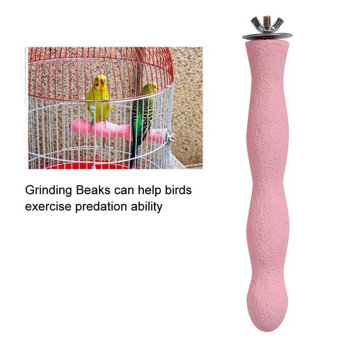 Help Birds Exercise Predation Ability, Parrot Perch Stand Toy Cage Bird Cage Perch Toy Paw Grinding Stick Accessories Toy for Cockatiels, Cockatoo, Lorikeet, Conure, Parakeet Chewing Stick, Pink