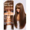 UNICE Yaki Straight Human Hair Wigs with Bangs Chocolate Brown Layered Cut Transparent Lace Glueless Wigs Human Hair Ready to Wear Wig 4# Brown Color 18 inch