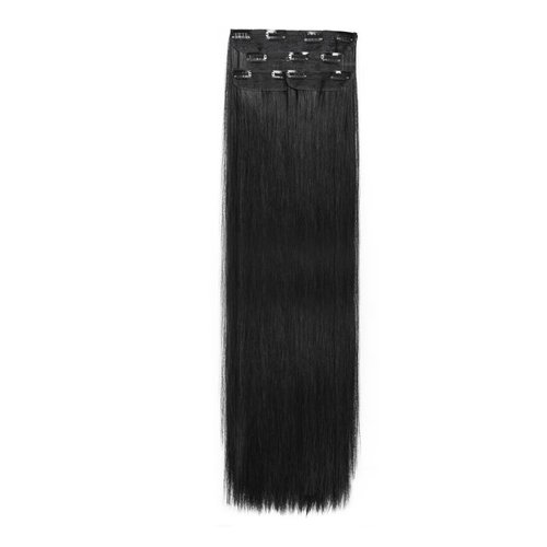 DOCUTE Natural Black Clip in Hair Extensions Black Women 4 Pieces, Full Head Long Straight Hair Extensions Clip ins Double Weft Thick Hair Extensions Hair Classic Pieces (26", Natural Black)