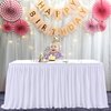 White Table Skirts for Rectangle Tables 6ft Polyester Pleated Table Skirt Ruffle Tablecloth for Wedding Birthday Party Baby Shower Bridal Shower Banquet Table Decorations