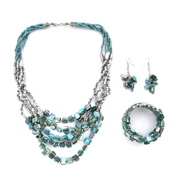 Shop LC Handmade Chunky Blue Beaded Costume Jewelry for Women Seed Bead Long Necklace Bracelet Earrings Set Boho Beach Summer Gifts for Women Birthday Gifts for Women