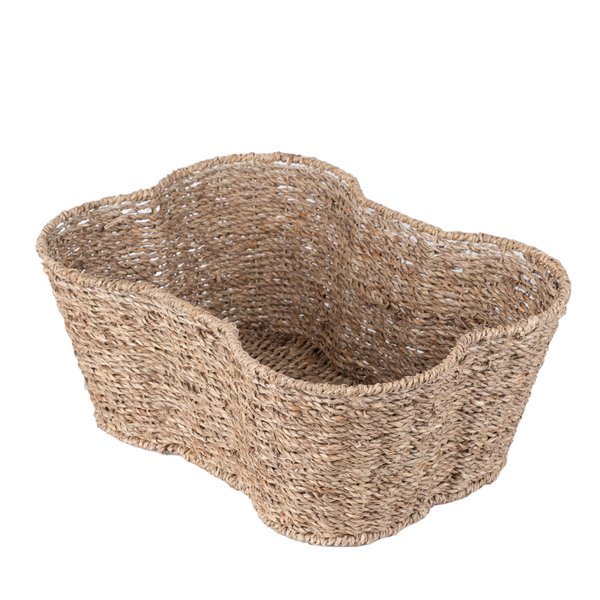OtterPets Toy Bin for Pets, Bone Shape Basket, Seagrass Storage, Handmade, Dog Toy Bin Organizer