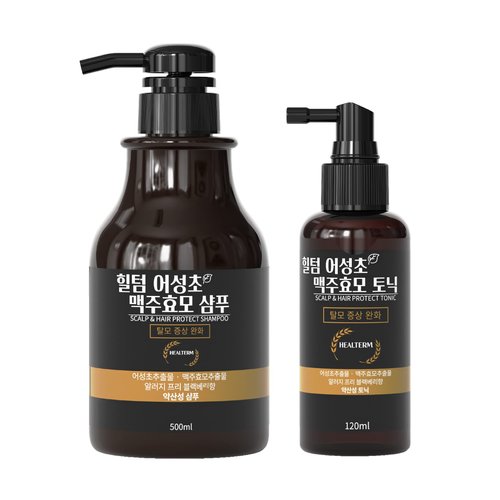 [HEALTERM] Houttuynia Cordata Extract 387,000ppm & German Beer Yeast Extract 70,000ppm 16.9 fl oz(500ml) Anti-hair Loss Tonic Shampoo & Tonic