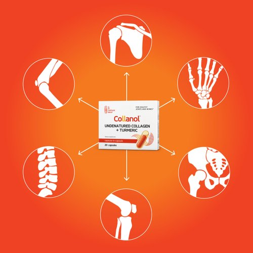 Collanol - Innovation in The Care of Healthy Joints - Liquid Formula in a Double Capsule 3D Collagen + micellar Extract of Turmeric Roots 1 Capsule/Day. Laboratory Tested (60 Capsules)