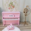 Dollhouse Grand Piano Model with Stool 1:12 Scale Miniature Musical Instrument Desk Ornaments Gift Wooden Elegant Mini House Decoration Artificial House Furniture Accessories (Pink)