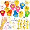 36PCS Duck Party Favors 24 Tattoos Sticker 12 Stamp Set - Ideal Rubber Duck Themed Birthday Decor Supplies Goodie Bag, Decorations Classroom Gifts, Cute Rewards for Girls, Baby Shower Prizes