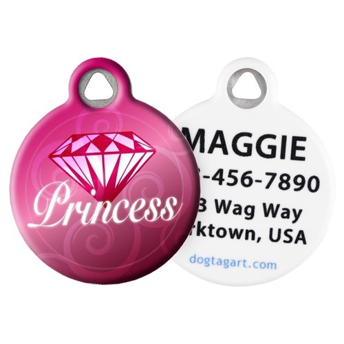 Dog Tag Art Diamond Princess - Custom Pet ID Tag for Dogs and Cats Small Size