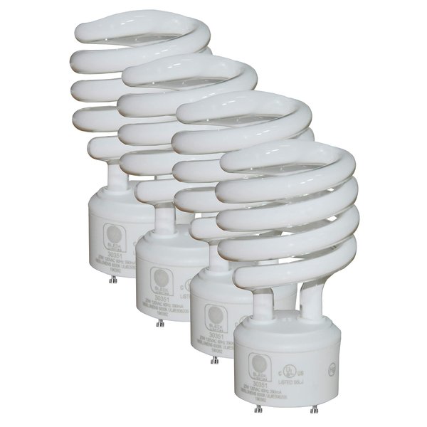 SLEEKLIGHTING - GU24 23Watt 2 Prong Light Bulbs- UL approved-120v 60Hz - Mini Twist Lock Spiral -Self Ballasted CFL Fluorescent Bulbs- 4200K 1600lm Cool White 4pack (100 Watt Equivalent)