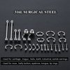 58PCS Body Piercing Kit Surgical Steel 14G 16G BCR CBR Labret Lip Rings Cartilage Daith Earrings Belly Button Rings Nose Septum Piercing Jewelry Needles Gloves Clamps Tools