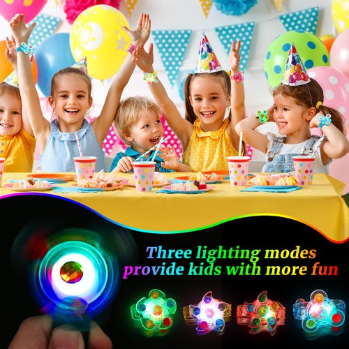 30 PACK LED Spinner Bracelets Light Up Party Favors For Kids 4-8-12, Glow Bracelet Glow in The Dark Party Supplies Light Up Toys, Classroom Kids Prizes Goodie Bag Stuffers, Easter Egg Fillers Gift