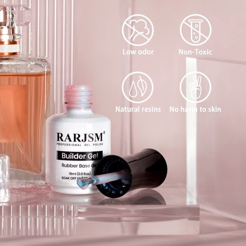 RARJSM Gel Builder Nail Polish Pearl Pink Hard Gel in a Bottle Mermaid Shell Glitter Pearlescent Thick Extension Structure Gel for Nails 15ml Soak Off Curing Requires Salon Home DIY Beginer Use