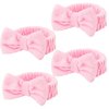 Casoty 4 Pcs Pink Spa Headband, Make Up Essentials for Women, Soft Coral Fleece Face Wash Headband, Skincare Headbands, Makeup Headband for Face Washing Shower Skin Care Yoga